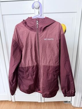 Columbia Girls' Burgundy Hooded Rain Jacket